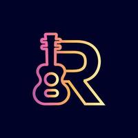 guitarra música logotipo design marca letra r vetor