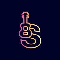 guitarra música logotipo design marca letra s vetor