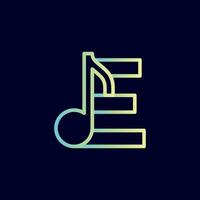 design de logotipo de nota musical letra e vetor