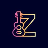 guitarra música logotipo design marca letra z vetor