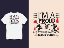 design de camiseta tipografia de doador de sangue vetor