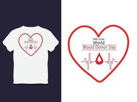 design de camiseta de tipografia de doador de sangue mundial vetor