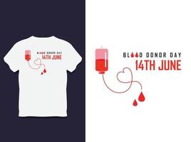 design de camiseta de tipografia de doador de sangue mundial vetor