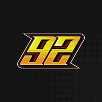 vetor de design de logotipo de corrida número 92