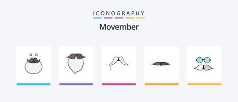 movember flat 5 icon pack incluindo movember. bigode. suportado. homens. movember. design de ícones criativos vetor