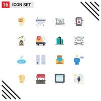 conjunto de 16 sinais de símbolos de ícones de interface do usuário modernos para conexão de coração de telefone ecg pacote editável de internet de elementos de design de vetores criativos