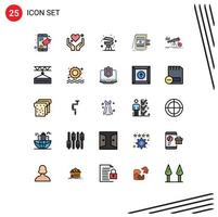 25 ícones criativos, sinais e símbolos modernos de arquivos financeiros, sistema de culinária, contabilidade, elementos de design de vetores editáveis