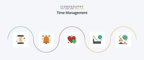 pacote de ícones plana 5 de gerenciamento de tempo, incluindo agricultor. Tempo. coração. dorme. dieta vetor