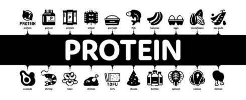 vetor de banner infográfico mínimo de nutrição alimentar de proteína