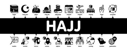 hajj religião islâmica vetor de banner infográfico mínimo