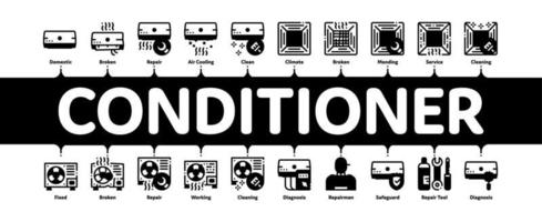 vetor de banner infográfico mínimo de reparo de condicionador