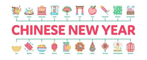 vetor de banner infográfico mínimo da festa do ano novo chinês