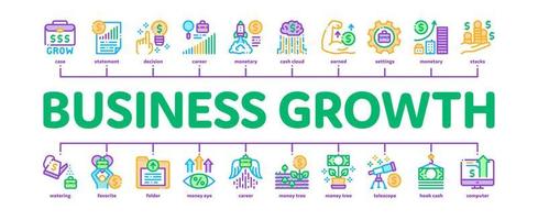 vetor de banner infográfico mínimo de crescimento e gerenciamento de negócios