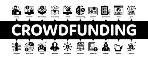 vetor de banner de infográfico mínimo de negócios de crowdfunding