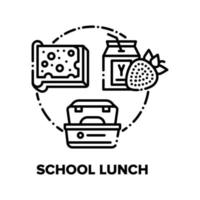 ilustrações de conceito de vetor de almoço escolar em preto