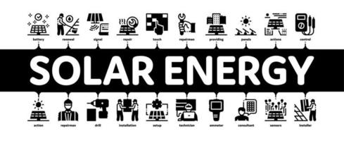 vetor de banner infográfico mínimo de técnicos de energia solar