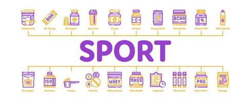 vetor de banner infográfico mínimo de células de nutrição esportiva