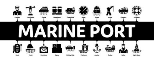 vetor de banner infográfico mínimo de transporte portuário marítimo