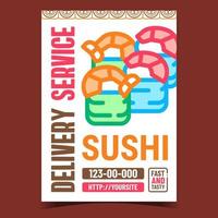 vetor de banner de promoção de serviço de entrega de sushi