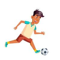 menino adolescente jogando vetor de jogo de esporte de futebol