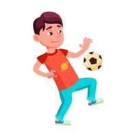 garoto de escola jogando vetor de jogo de esporte de futebol