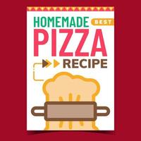 vetor de cartaz promocional criativo de receita caseira de pizza