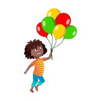 garota anda com balões de ar fora do vetor