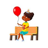 menina criança comemora aniversário com vetor de balão