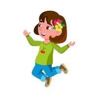 menina feliz pulando curtindo a natureza vetor