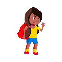 menina garoto indo para a escola com vetor de mochila