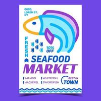 vetor de banner de publicidade criativa de mercado de frutos do mar