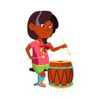 menina brincando no vetor de instrumento musical de tambor