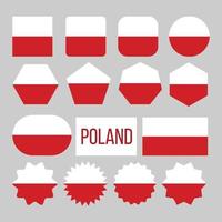 conjunto de ícones de figura de coleção de bandeiras da polônia vetor