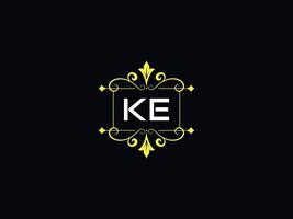 elegante logotipo de luxo ke, tipografia design de letras de logotipo ke vetor