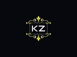 elegante logotipo de luxo kz, tipografia design de letras do logotipo kz vetor