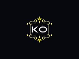 elegante logotipo de luxo ko, design de letra de logotipo de tipografia ko vetor