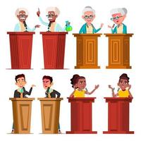políticos, palestrantes, tutores conjunto de personagens vetoriais de desenhos animados vetor