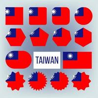 conjunto de bandeiras nacionais de vetor de várias formas de taiwan