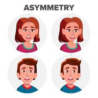 assimetria de olhos de vetor de personagem homem e menina