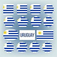 cores nacionais do uruguai, conjunto de ícones vetoriais de insígnias vetor