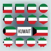 conjunto de ícones de figura de coleção de bandeiras do kuwait vetor