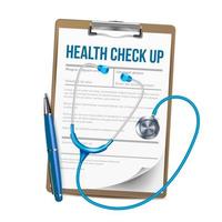 área de transferência com lista de vetor de check-up de saúde