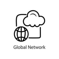 ilustração de design de ícone de contorno de rede global. símbolo de dados no arquivo eps 10 de fundo branco vetor