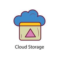 ilustração de design de ícone de contorno cheia de armazenamento em nuvem. símbolo de dados no arquivo eps 10 de fundo branco vetor