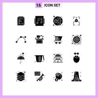 conjunto de 16 sinais de símbolos de ícones de interface do usuário modernos para elementos de design de vetores editáveis de banco de dados de âncora de caminho de computador