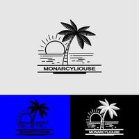 design de logotipo de palmeira e lago, vetor