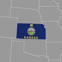 mapa do estado de kansas com bandeira. ilustração vetorial. vetor