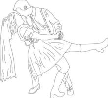 dança linha arte homem e mulher vetor