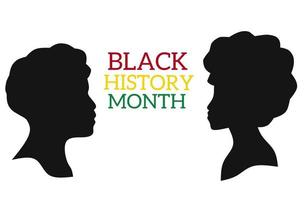 projetar o mês da história negra com silhuetas de mulheres e homens africanos vetor