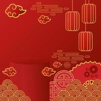 vetor produto de vitrine de pódio chinês 3d feliz ano novo